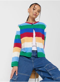 Buy Colorblock Buttoned Cardigan in Saudi Arabia