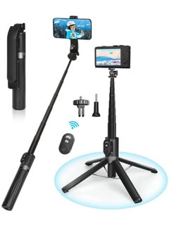 Buy 140cm Extendable Phone Tripod Stand for iPhone/Android Phone,Travel Tripod with Rechargeable Remote & Camera Connector Kit, Portable and Compact in UAE