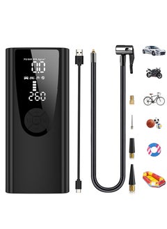 Buy Air Compressor Portable Tyre Inflator 8000mAh Rechargeable Bike Pump Cordless Air Pump with Digital Display Power Bank LED Light Digital Pressure Gauge for Car Bike Motorcycle Ball in Saudi Arabia