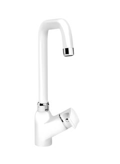 Buy Gs Rubinetterie Slim Single Lever Kitchen Faucet With Swivel Spout And Energy Saving Cartridge White Chrome in Saudi Arabia