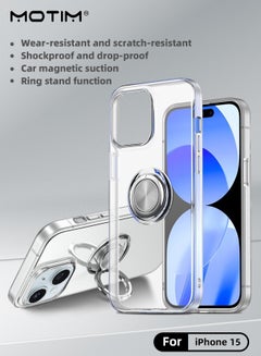 Buy Crystal Clear iPhone 15 Case with 360°Ring Holder Kickstand Transparent Slim Lightweight Phone Case Anti Yellowing Flexible Military Grade Drop Protection Bumper Cover 6.1 inch in UAE