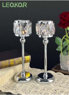 اشتري 2PS Crystal Bowl Tealight Candelabra Votive Candle Holder Silver في السعودية