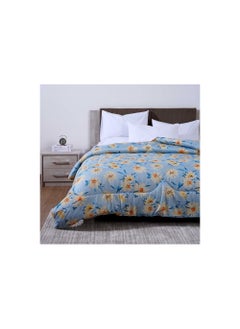 Buy Floral Printed Roll Comforter 220x230cm - Light Blue in UAE
