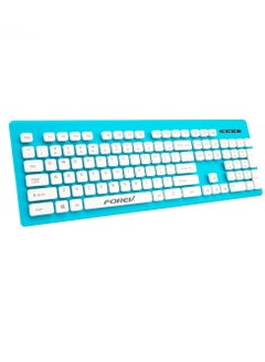 اشتري لوحة مفاتيح سلكية FV-MK3، رفيعة للغاية ومقاومة للماء، باللون الأبيض والأزرق في مصر