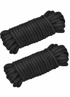 اشتري 2 Roll 10M Soft Black Cotton Rope, for Wall Hanging, Decor Crafts Projects Macrame Knotting and Home Decoration في السعودية