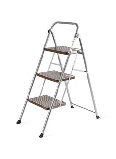 Buy 3-Step Steel Ladder, Silver & Brown in UAE