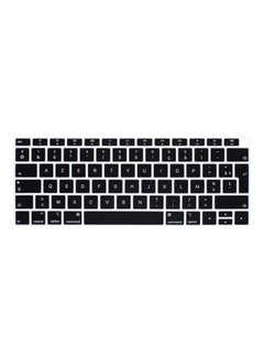 اشتري EU/UK Layout (AZERTY) French Language Silicone Keyboard Cover Compatible For MacBook New Air 13-Inch with Retina Display & Touch ID, Model A1932, Release 2018/2019, Black في الامارات