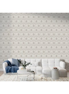 اشتري White Filigree Floral Botany Fabric Wallpaper Covers An Area ​​Up To 4.2Mx3M With Adhesive And Smoothing Tool في مصر