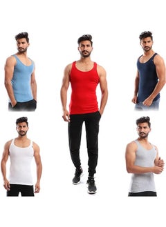 اشتري Set of 5 Derby Sleeveless Cotton Undershirts في مصر