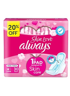 Buy Always Cotton Skin Love Sanitary Pads, 30 Large Thick Pads in UAE