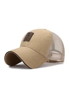 Buy Fashion Summer Baseball Beige Adjustable Embroidered Baseball Cap Mesh Breathable Square Patch Unisex Caps in Saudi Arabia