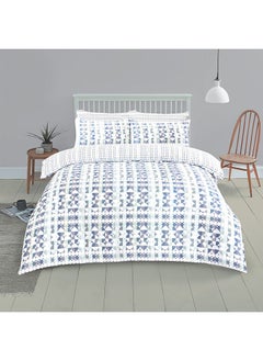 اشتري Retro Queen-Sized Duvet Cover Set, Blue - 200x200 cm في الامارات