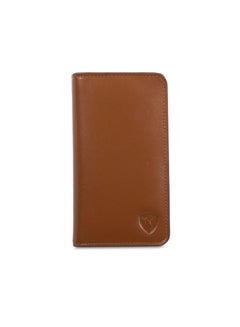 Buy Long wallet for men and women genuine Leather with RFID protection Tan in Saudi Arabia