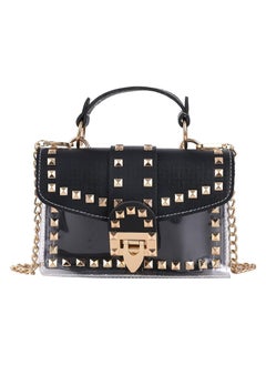 Buy Women Rivet Chain Crossbody Bag, Fashion PU Leather Top Handle Shoulder Tote Handbags, Purse Clutch Small Transparent Crystal Rivet for Girls Women, Black in UAE