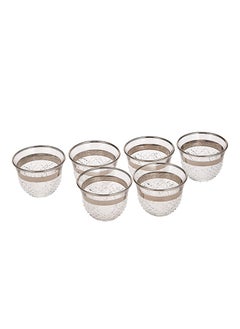 Buy Turkey Vintage Turkish Tea Glasses Cups Set of 6 for Party - (Arabic tea cups) 6PCS CAWA CUPS SET-SILVER DKR in UAE