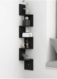 Buy Corner Shelf 5 Tier Shelves For Wall Storage, Easy-To-Assemble Floating Wall Mount Shelves For Bedrooms And Living Rooms, Espresso Finish (black) in Saudi Arabia