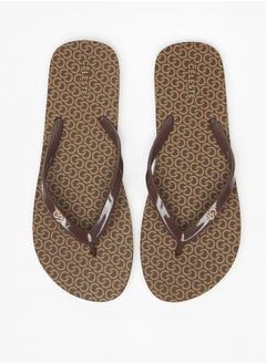 اشتري Women's All-Over Monogram Print Flip Flops في الامارات