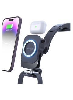 Buy Car Charger, 3 in 1 Wireless Magnetic Charger Car Mount, Fit for Compatible iPhones, Samsung Phones, Apple Watch, AirPods, Fast Charging Car Dock, 360 Rotation, Dashboard or Air Vent Attachment in UAE