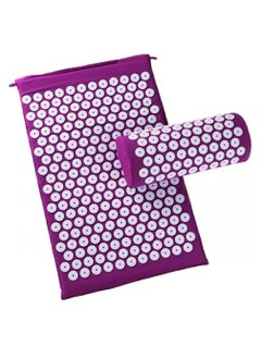 Buy Acupressure Acupuncture Massage Mat and Pillow Set Relax Yoga Sports Workout Relaxation (Purple) in UAE