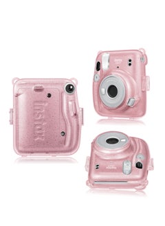 اشتري Crystal Hard PVC Protective Cover with Shoulder Strap (Cameras not included) Hard Case For Fujifilm Instax Mini 11 Instant Camera With Adjustable Strap Pink في الامارات