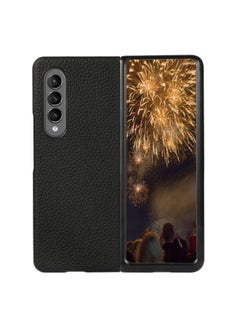 Buy Case Cover For Samsung Galaxy Z Fold4 Two-color Litchi Texture Phone Case (Black) in UAE
