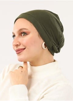 Buy Cotton Elastic Bonnet Dark Green For Women in Egypt