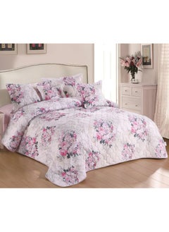 Buy 6 Pieces Comforter Set King Size 220 X 240 Cm Floral Pattern Reversible Bedding Set for All Seasons in Saudi Arabia