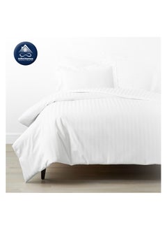 Buy Infini Homes Microfiber Duvet Twin Size White Soft, Lightweight, and Luxurious Stripe Pattern Design 135x200 cm in UAE