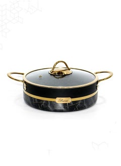 Buy 2 Pieces Aluminum Cooking Pot With Lid Perfect Design 24 Cm Black/Gold in Saudi Arabia