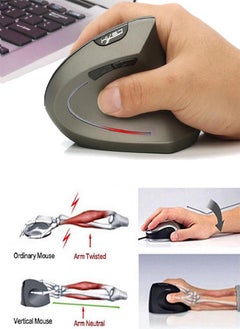 Buy Arie7s Black Gray Wireless Mouse 2.4GHz Game Ergonomic Design Vertical Mouse 2400DPI USB Mice in Saudi Arabia