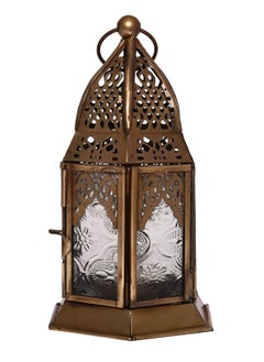 اشتري HILALFUL Handmade Decorative Candle Lantern, Small | Suitable for Indoor & Outdoor Décor | Moroccon Arabian Style | For Home Decoration in Ramadan, Eid | Iron | Islamic Gift | Clear Glass في الامارات