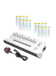 Buy DMK Power 16pcs AA Rechargeable 2800mAh 1.2V Ni-MH Battery with 8' SLOT Smart Battery Charger 1.5 UK Cable and 2 USB Ports in UAE
