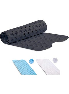 اشتري Non Slip Bathtub Mat with Suction Cups 100x40cm/40x16in Ultra Long Bathtub Mat Mildew Resistant Machine Washable Ideal Shower Mat for Latex Free Homes (black) في السعودية