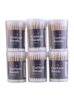 Buy Cotton Swab Set 6 Piece | Natural Organic Cotton Buds For Ear - Ear Sticks with A Storage Box Included - Strong 100% Pure Cotton Stick for Makeup, Daily Cleaning, Pet in Saudi Arabia