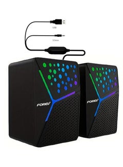 Buy FV-206 RGB Multimedia Speaker 2.0 Channel ,3W*2 Mini Wired Stereo Sound ,For PC / Laptop / Mobile | Black in Egypt