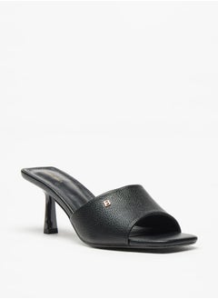 Buy Logo Accent Slip-On Sandals with Flared Heels in UAE