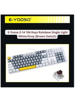 Buy E-Yosoo Z-14 104 Keys Rainbow Single Light Slit Backlight Mechanical Keyboard White/Grey (Brown Switch) in UAE