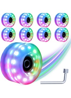 Buy Roller Skate Wheels with Luminous Quad[8 Pack], Light Up Speed Skates Wheels for Indoor or Outdoor Double Row Skating and Skateboard in Saudi Arabia