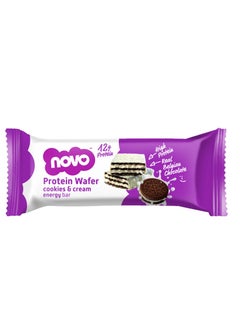 Buy Novo 12g Protein Wafer Bar Cookies & Cream in UAE