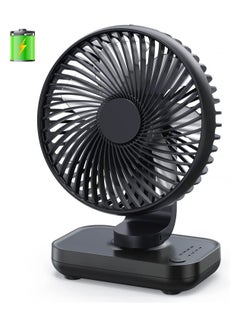Buy Small Desk Fan, Quiet Portable Fan, Rechargeable Battery Operated Personal Fan for Home Office Bedroom Desk Desk, 4 Speed, Black in Saudi Arabia