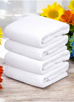 Buy 4 white cotton towels 50x100 cm in Saudi Arabia