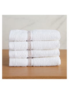 Buy Maui 600 GSM Turkish Cotton 4-Piece Fingertip Towel Set 30x30cm. in Saudi Arabia