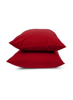 Buy Home of linen-cotton pillow case set, size 50 * 70cm, burgundy in Egypt