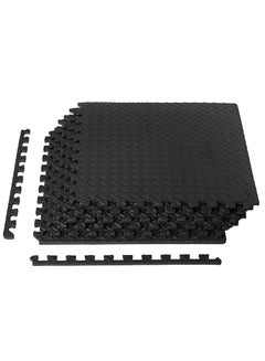 Buy Sprinters - 4 Pcs Yoga Mat .Exercise Mat- Gym Interlocking EVA Foam Floor Mat Tiles 60 x 60 x 1.2cm | Protective Flooring Workout Exercise Mat Puzzle Cushion with Borders For Kids Playing (Black) in UAE