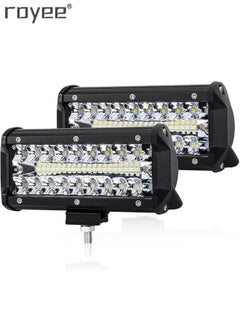 اشتري 2 قطعة 7 بوصة LED ضوء بار للشاحنة، ATV، UTV، البحرية، IP68، 12V شريط ضوء ثلاثي الصف على الطرق الوعرة القيادة Led أضواء العمل في السعودية