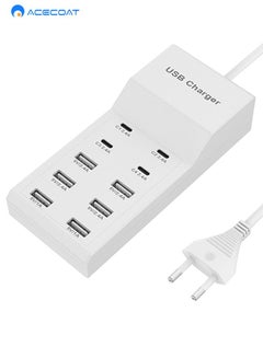 Buy USB Type C Charging Station Hub,50W Compact Wall Plug Adapter with PD USB-C & QC USB-A,5V 2.4A Phone Fast Charging,Multifunction Universal Multi-outlet Power Strip,Expansion Socket Extension Cord(EU) in Saudi Arabia