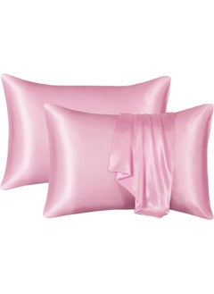 Buy Somer Field - Silk Pillowcases For Hair And Skin 2 Pack Standard Size with Envelope Closure (2 Pcs Pillowcases (50 x 75 cm) (Baby Pink) in UAE