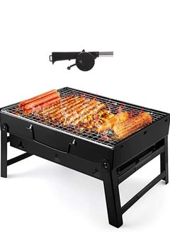 اشتري Charcoal Grill Barbecue Portable with Blower BBQ  Stainless Steel Folding Grill Tabletop Outdoor Smoker BBQ for Picnic Garden Terrace Camping Travel في السعودية