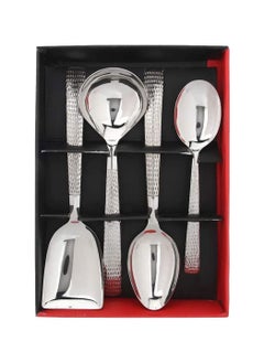 Buy Madrid Premium Stainless Steel 4 Pcs Serving Spoon Set With Hammered Design On Handle in UAE