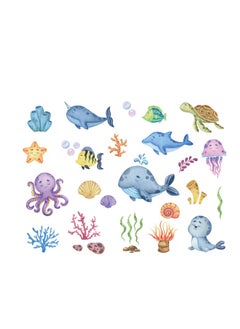 Buy Lovely Underwater World Marine Animals Wall Stickers Perfect For Kids' Bedrooms BathroomAnd Nurseries in UAE